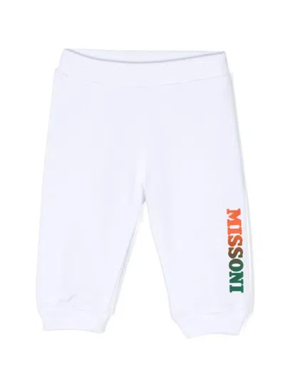 Missoni Babies' Logo-print Cotton Track Pants In White