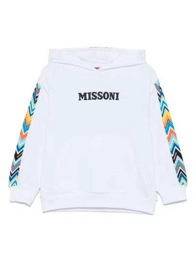 Missoni Kids' Logo-print Hoodie In White