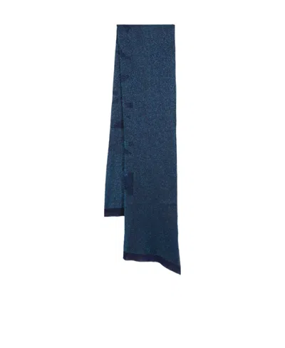 Missoni Logo-print Lurex-detail Scarf In Blue