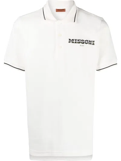 Missoni Logo Print Polo Shirt In White