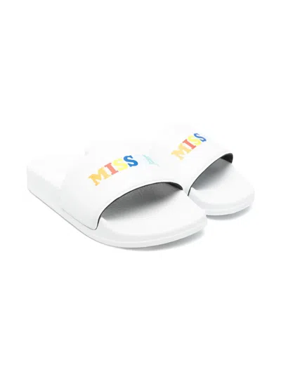 Missoni Kids' Logo-print Slides In White