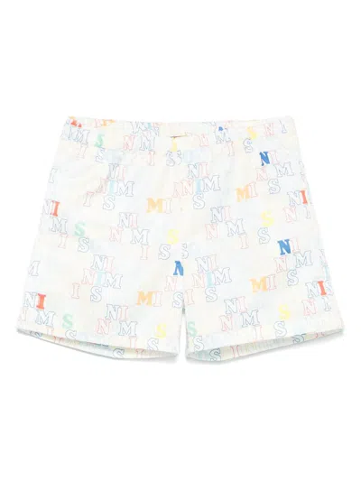 Missoni Babies' Logo-print Swim Shorts In White