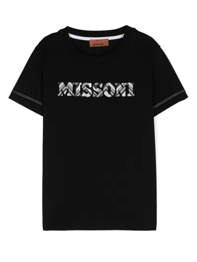 Missoni Kids' Logo-print T-shirt In Black