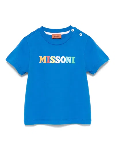 Missoni Babies' Logo-print T-shirt In Blue