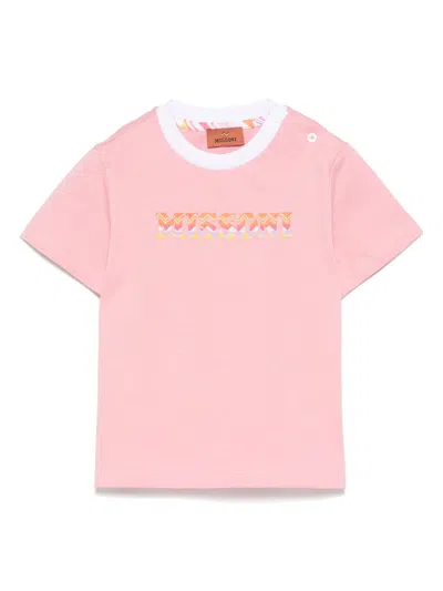 Missoni Babies' Logo-print T-shirt In Pink