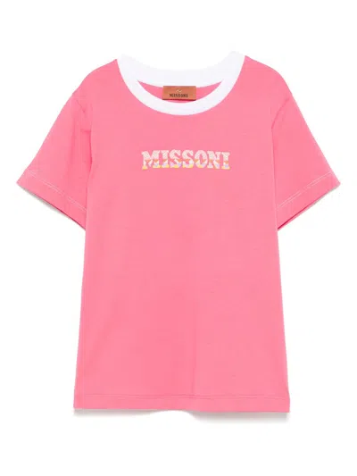 Missoni Kids' Logo-print T-shirt In Pink