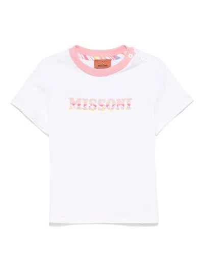 Missoni Babies' T-shirt Mit Logo-print In Weiss