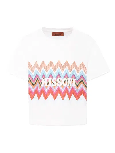 Missoni Kids' Logo-print T-shirt In White