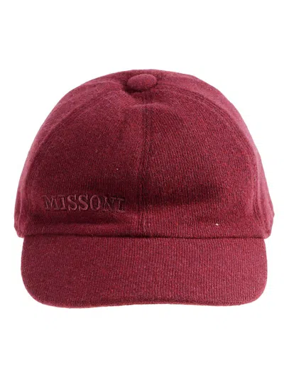 Missoni Logo-embroidered Cashmere Cap In Red