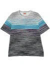 Missoni Gradient-effect Striped Cotton T-shirt In Blue