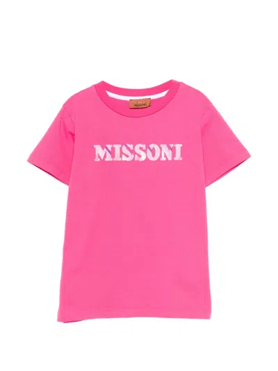 Missoni Kids' Logo T-shirt In Pink