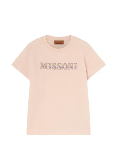 Missoni Kids' Logo T-shirt In Pink