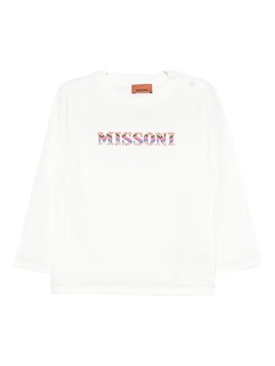 Missoni Babies' Logo T-shirt In White