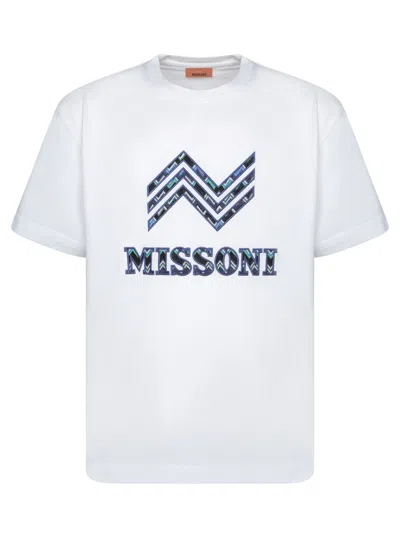 Missoni Handcrafted Zigzag Crew Neck T-shirt In White