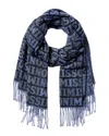 Missoni Logo Wool-blend Scarf In Blue