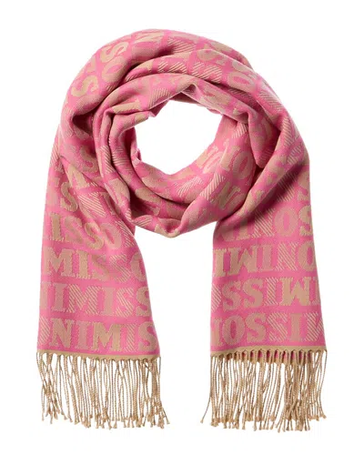 Missoni Logo Wool-blend Scarf In Pink