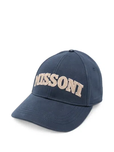 Missoni Logo-embroidered Baseball Cap In Blue