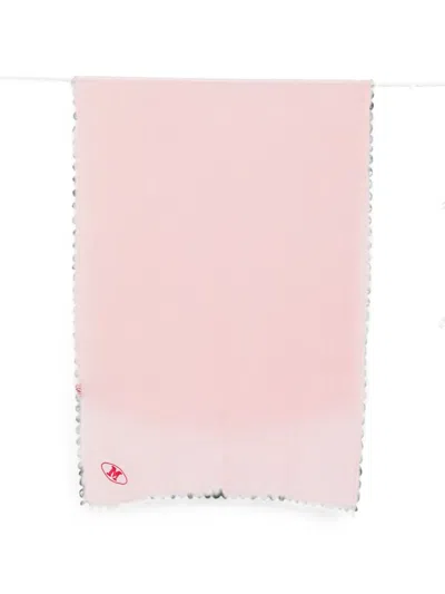 Missoni Logo-embroidered Frayed Scarf In Pink