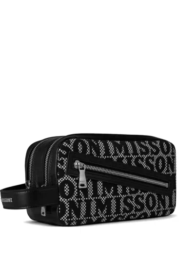 Missoni Logo-pattern Clutch Bag In Black