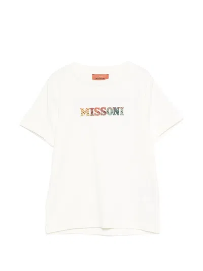 Missoni Kids' Logo-print Cotton T-shirt In White