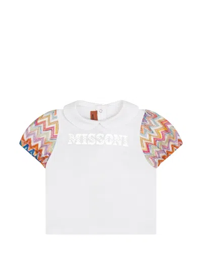 Missoni Babies' Logo-print Polo Shirt In White