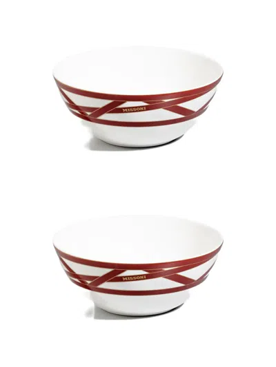 Missoni Logo-print Ribbon-detail Bowl In White