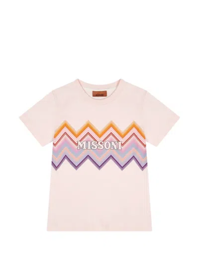 Missoni Kids' Logo-print T-shirt In Pink
