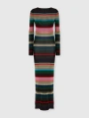 Missoni Long Backless Dress In Striped Knit In Multi
