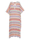 Missoni Long Caftan Cover-up With Micro Pixel-effect Zigzag Pattern In Multi