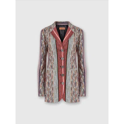 Missoni Langer Blazer Aus Gestreifter Lamé-viskose In Multicoloured