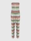 Missoni Long Bustier Jumpsuit In Gradient Zigzag Knit With Sequins In Multicoloured