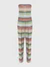 Missoni Long Bustier Jumpsuit In Gradient Zigzag Knit With Sequins In Multicoloured