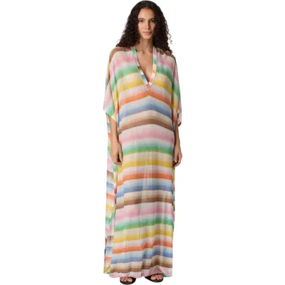 MISSONI MISSONI LONG CAFTAN COVER-UP WITH DÉGRADÉ ZIGZAG MOTIF