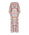Missoni Long Caftan Cover-up With Micro Pixel-effect Zigzag Pattern In Multi