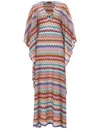 Missoni Long Caftan Cover-up With Micro Pixel-effect Zigzag Pattern In Multi