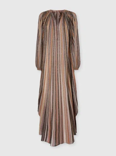 Missoni Striped Embellished Dress In Brown