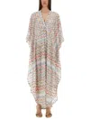 Missoni Long Kaftan With 3d Zig Zag Lamé And Batwing Sleeves In Multicolour