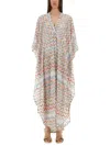 Missoni Long Kaftan With 3d Zig Zag Lamé And Batwing Sleeves In Multicolour