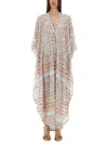 Missoni Long Kaftan With 3d Zig Zag Lamé And Batwing Sleeves In Multicolour