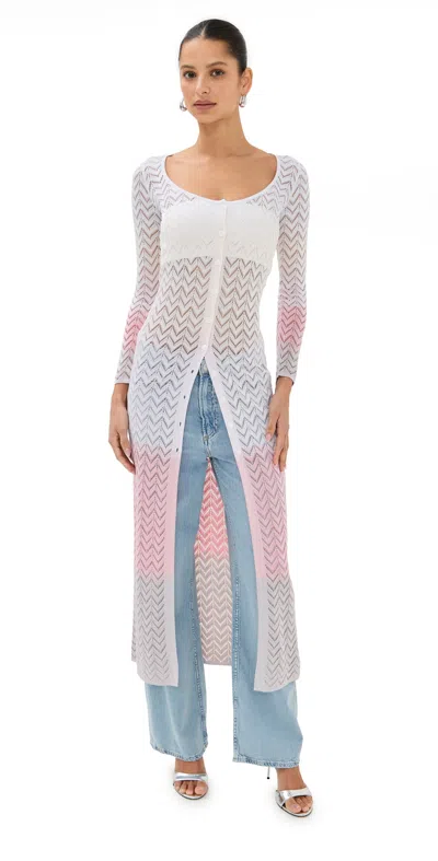 Missoni Long Cardigan Dégradé Beige/pink/creamy