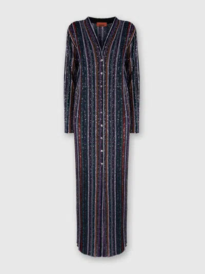 MISSONI LANGER CARDIGAN AUS FISCHGRÄTENSTRICK