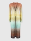 Missoni V-neck Metallic Ombre Knit Long Cardigan In Multicoloured