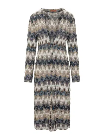 Missoni Zigzag-knit Metallic-thread Cardigan In Multi