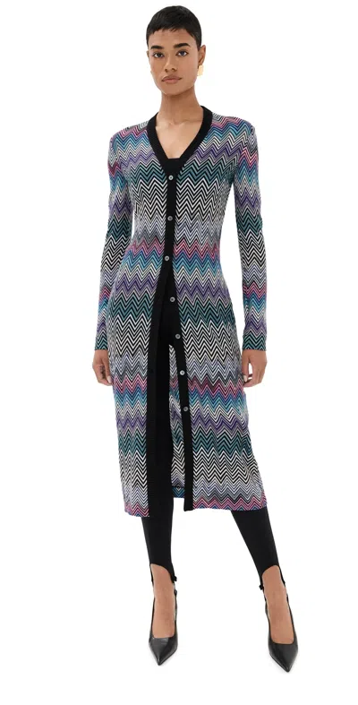 Missoni Long Cardigan Purple, Turquoise, Pink