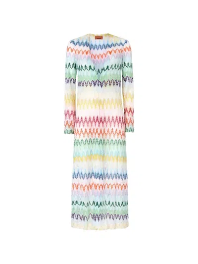 Missoni Long Zig Zag Lace Cardigan In Multicoloured
