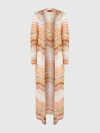 MISSONI MISSONI LONG CHEVRON LAMÉ CARDIGAN WITH SEQUINS AND DECORATIVE LACE