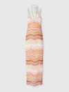 Missoni Langes Kleid Aus Chevron-lamé Mit Pailletten Und Dekorativer Spitze In Multicoloured