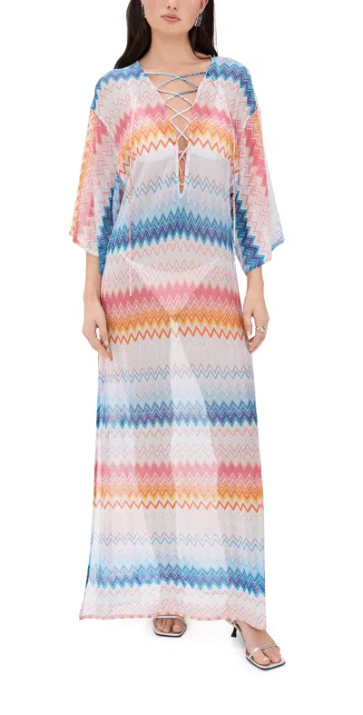 MISSONI LONG COVER UP CAFTAN MULTICOLOR SHADED FUCHSIA