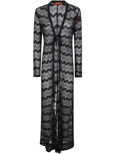 Missoni Chevron Long Caftan In Black