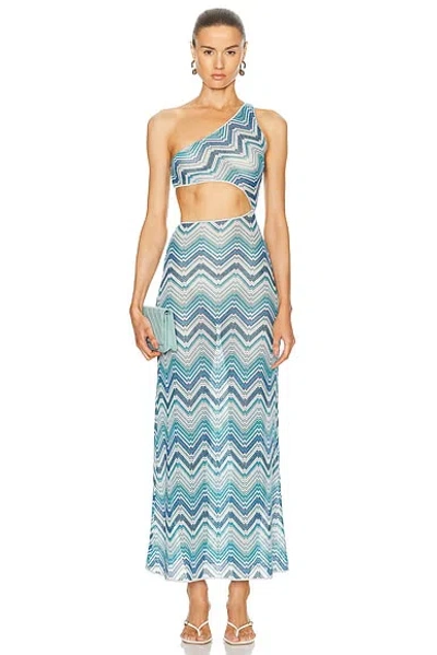 Missoni Zigzag Cut-out Maxi Dress In Blue